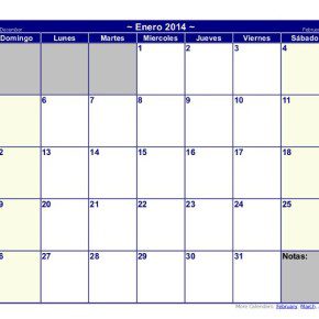 Plantilla de calendario 2014 para imprimir Plantilla de calendario 2014 para imprimir