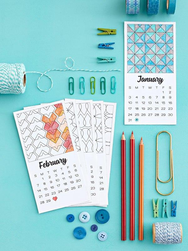 Calendario 2016 para imprimir y colorear