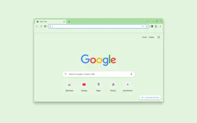Minimalist Green Tea theme for Chrome browser with serene green background