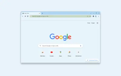 Minimalist Snow Water theme for Chrome browser with crisp white background