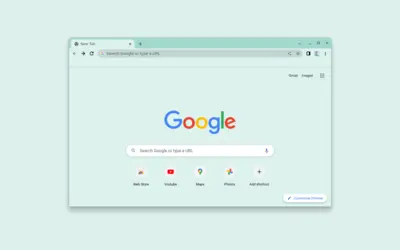 Minimalist Turquoise theme for Chrome browser with vibrant blue background