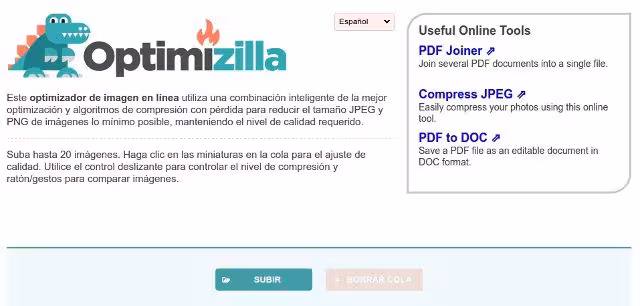 Optimizilla - herramienta de compresión de imágenes