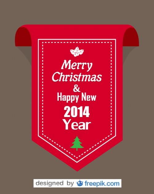 vector navideño de merry christmas and happy new year 2014