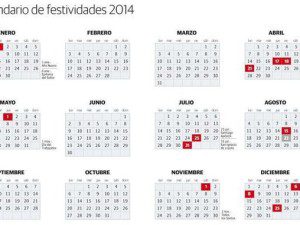 Calendario 2014 con festivos