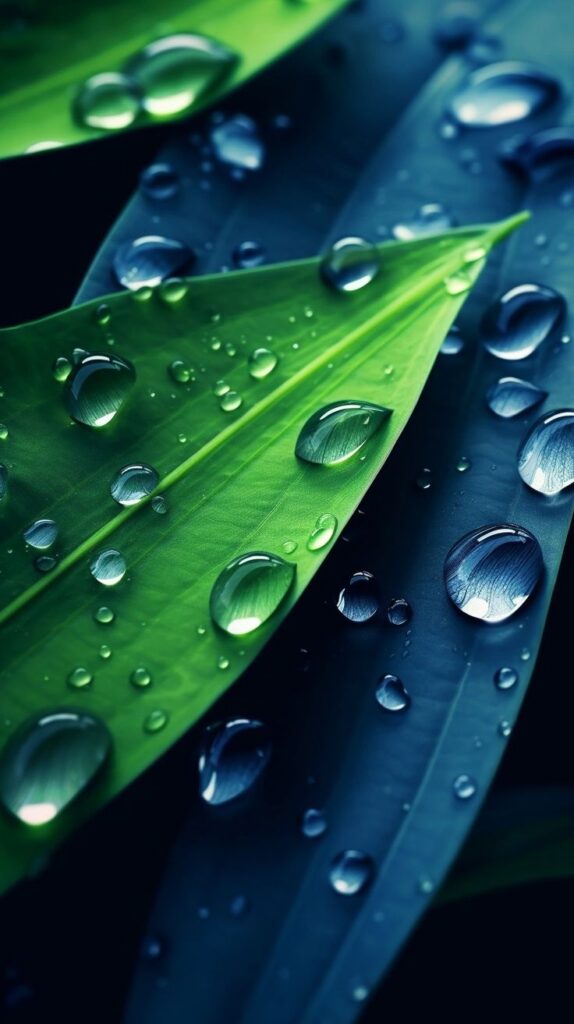 iPhone wallpaper 4k – leaves with raindrops
